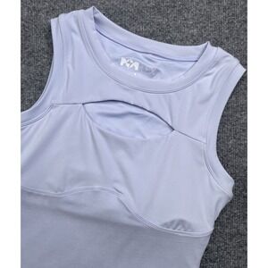 Popflex Tank Top Women's L Lavender Cut Out Front Fitted Cropped Gym Performance
